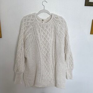 Free People Cream Cable Knit Sweater Dress Sz Small